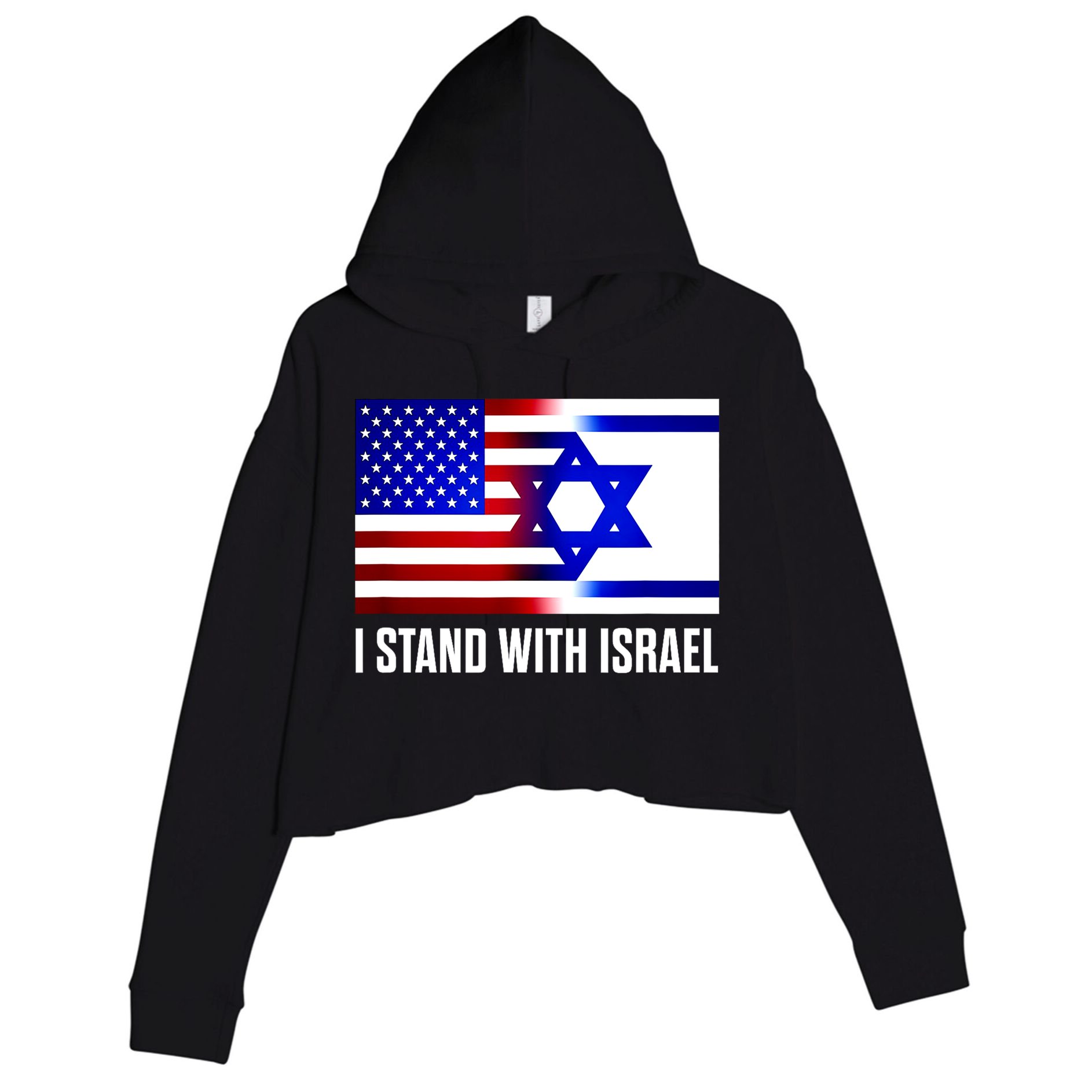 I Stand With Israel Us Israel Flag Support Israel Jerusalem Crop Fleece Hoodie