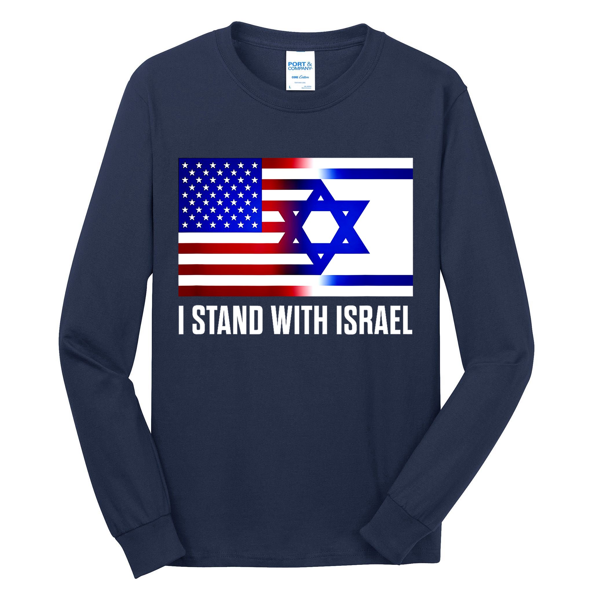 I Stand With Israel Us Israel Flag Support Israel Jerusalem Tall Long Sleeve T-Shirt