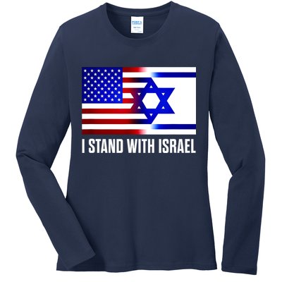 I Stand With Israel Us Israel Flag Support Israel Jerusalem Ladies Long Sleeve Shirt