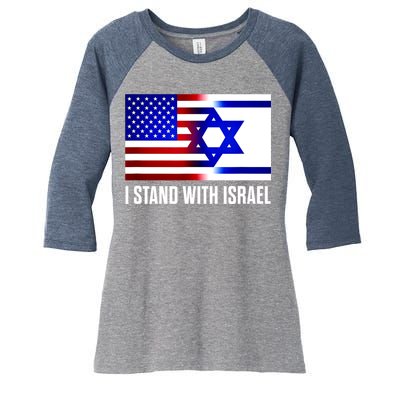 I Stand With Israel Us Israel Flag Support Israel Jerusalem Women's Tri-Blend 3/4-Sleeve Raglan Shirt