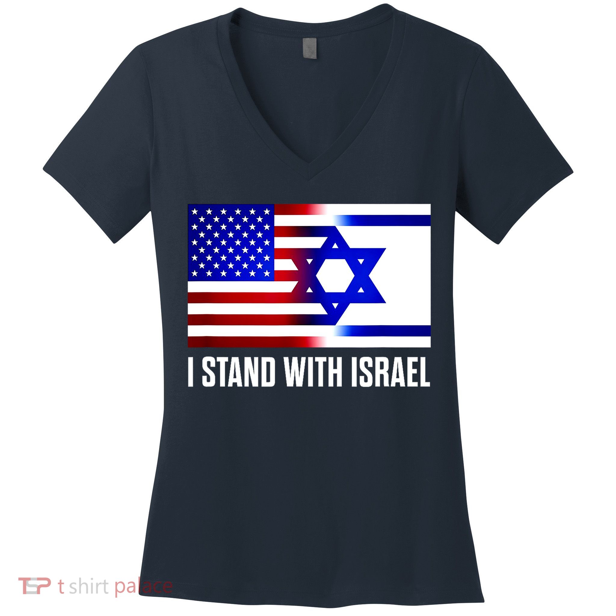 I Stand With Israel Us Israel Flag Support Israel Jerusalem Women's V-Neck T-Shirt
