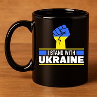 I Stand With Ukraine Support Love Peace Fist 11oz C Handle Ceramic Mug