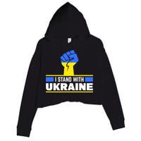 I Stand With Ukraine Support Love Peace Fist Crop Fleece Hoodie