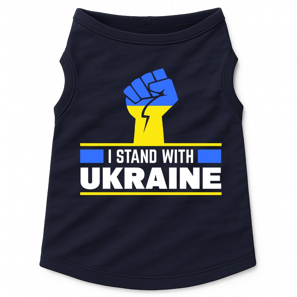 I Stand With Ukraine Support Love Peace Fist Doggie Tank