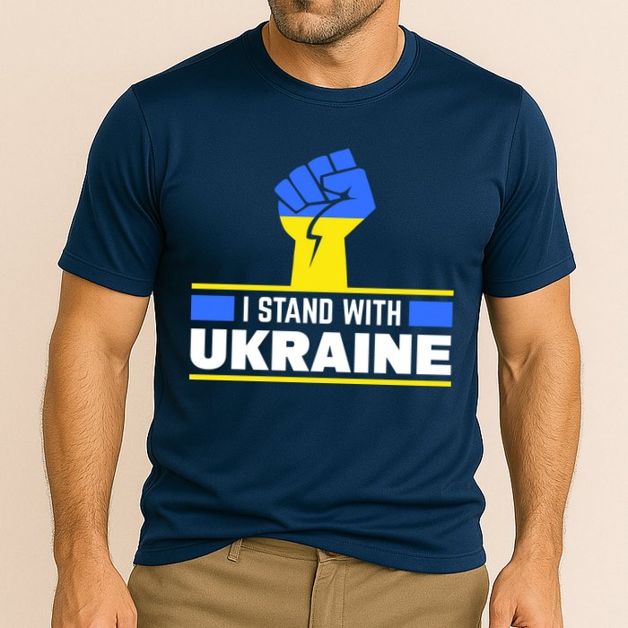 I Stand With Ukraine Support Love Peace Fist Cooling Performance Crew T-Shirt