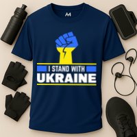 I Stand With Ukraine Support Love Peace Fist Cooling Performance Crew T-Shirt