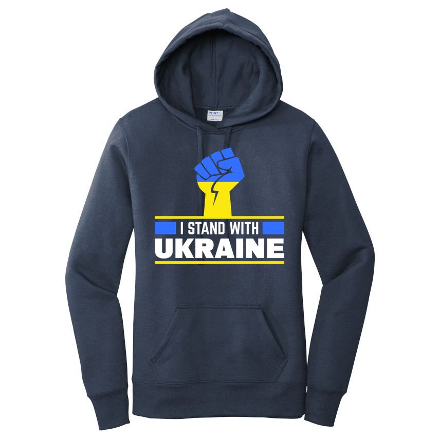 I Stand With Ukraine Support Love Peace Fist Women's Pullover Hoodie