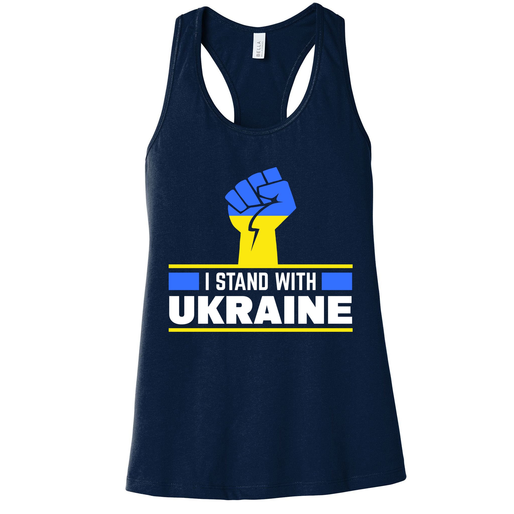 I Stand With Ukraine Support Love Peace Fist Womens Tank Top