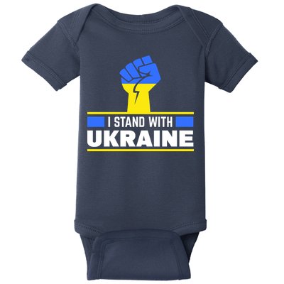 I Stand With Ukraine Support Love Peace Fist Baby Bodysuit