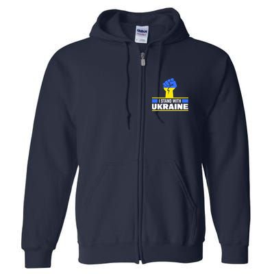 I Stand With Ukraine Support Love Peace Fist Full Zip Hoodie