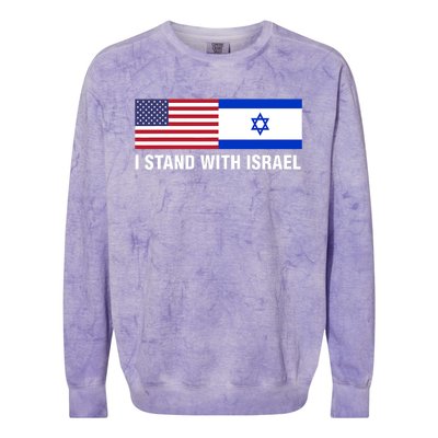 I Stand With Israel American Flag Israeli Flag Colorblast Crewneck Sweatshirt