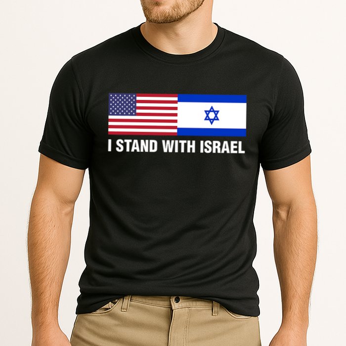 I Stand With Israel American Flag Israeli Flag Cooling Performance Crew T-Shirt