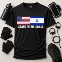 I Stand With Israel American Flag Israeli Flag Cooling Performance Crew T-Shirt