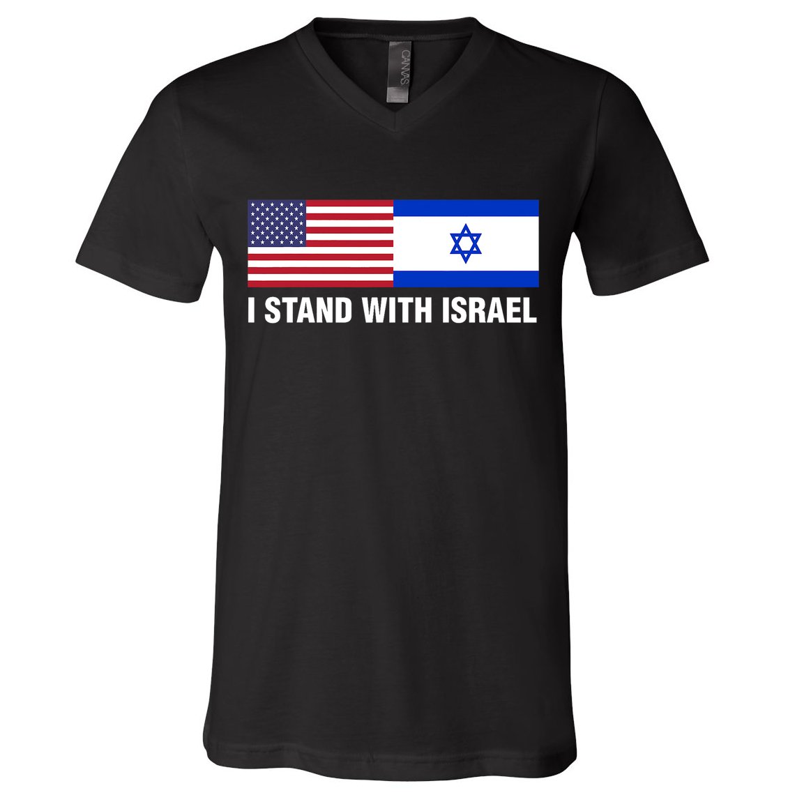 I Stand With Israel American Flag Israeli Flag V-Neck T-Shirt