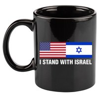 I Stand With Israel American Flag Israeli Flag 11oz C Handle Ceramic Mug