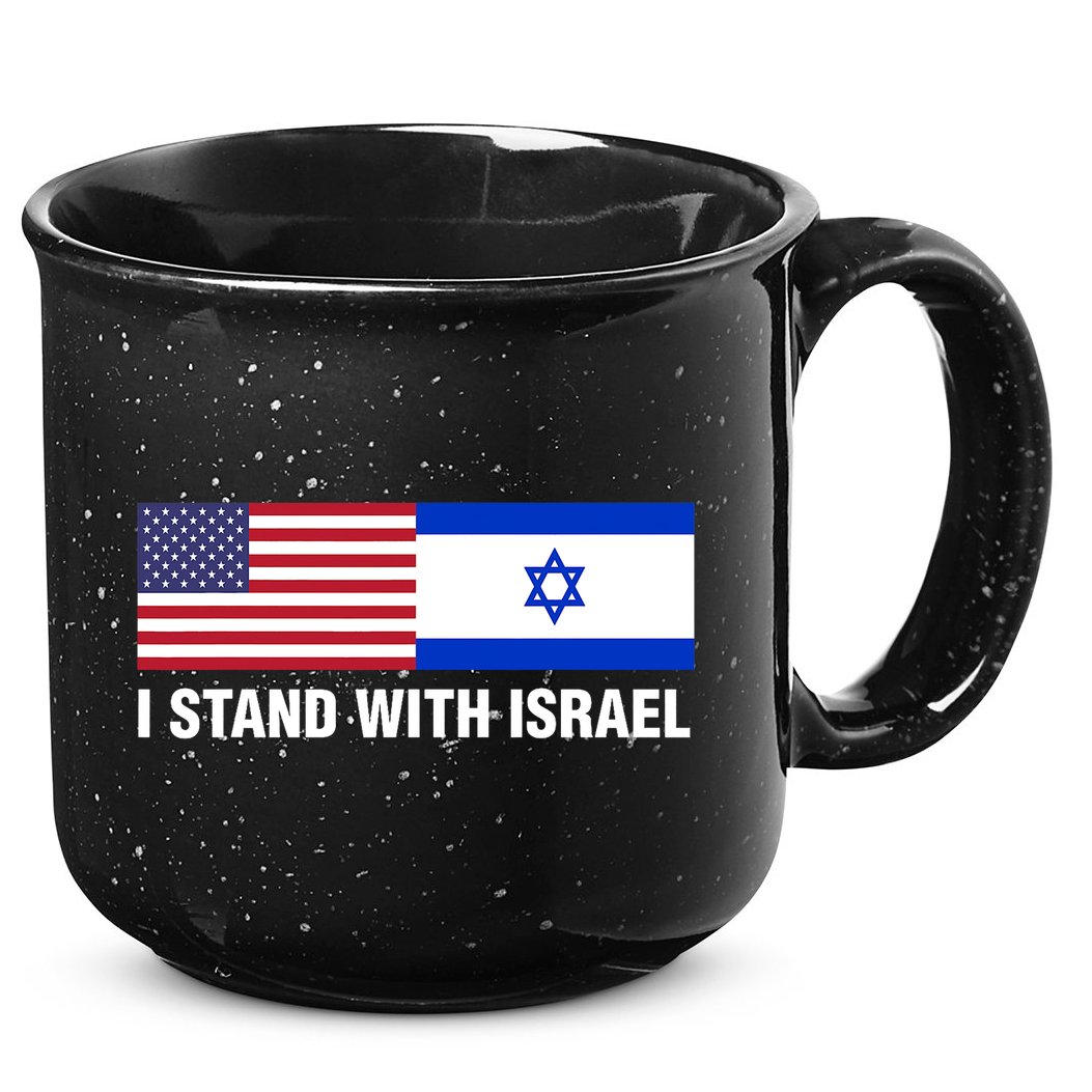 I Stand With Israel American Flag Israeli Flag 15oz Campfire Ceramic Mug