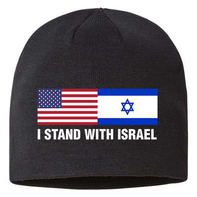 I Stand With Israel American Flag Israeli Flag Sustainable Beanie