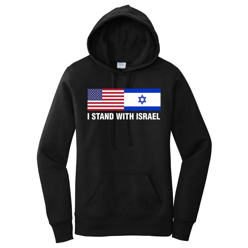 I Stand With Israel American Flag Israeli Flag Women's Pullover Hoodie