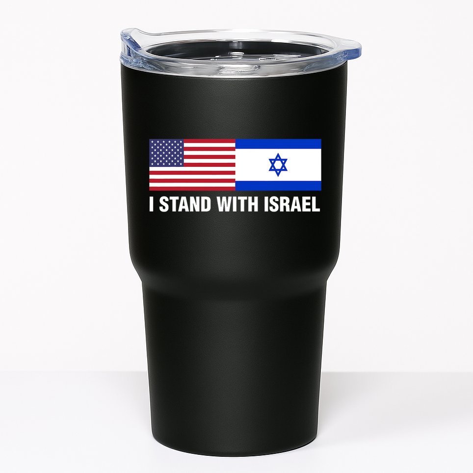 I Stand With Israel American Flag Israeli Flag Tumbler