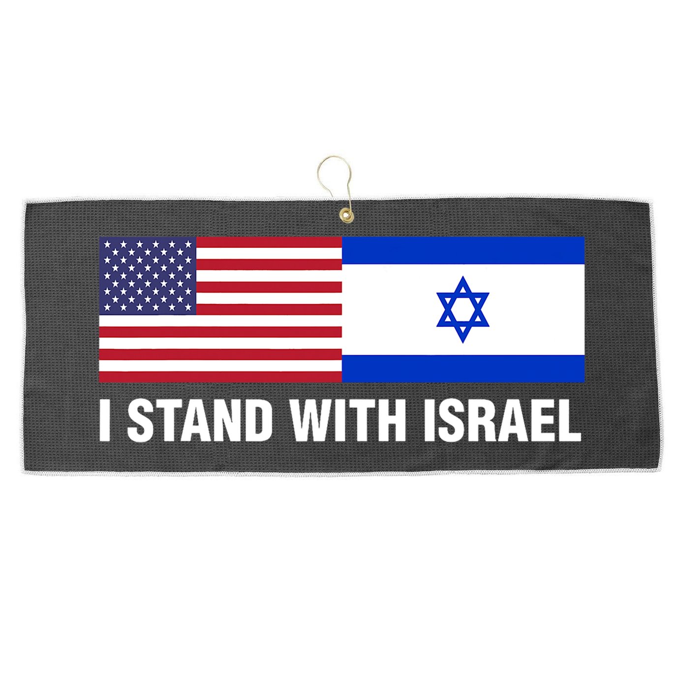I Stand With Israel American Flag Israeli Flag Large Microfiber Waffle Golf Towel