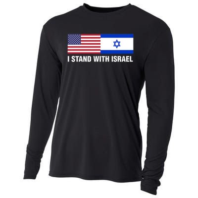 I Stand With Israel American Flag Israeli Flag Cooling Performance Long Sleeve Crew