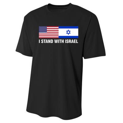 I Stand With Israel American Flag Israeli Flag Performance Sprint T-Shirt