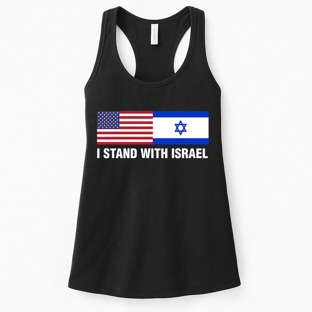 I Stand With Israel American Flag Israeli Flag Womens Tank Top