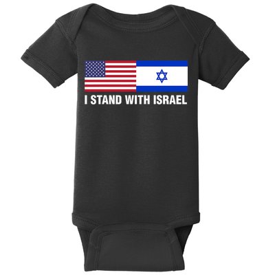 I Stand With Israel American Flag Israeli Flag Baby Bodysuit