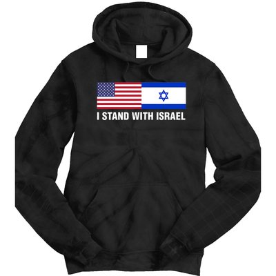 I Stand With Israel American Flag Israeli Flag Tie Dye Hoodie