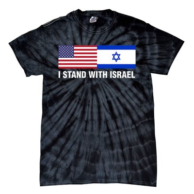 I Stand With Israel American Flag Israeli Flag Tie-Dye T-Shirt