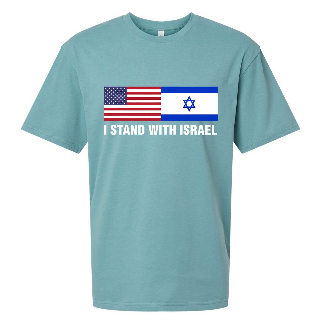 I Stand With Israel American Flag Israeli Flag Sueded Cloud Jersey T-Shirt
