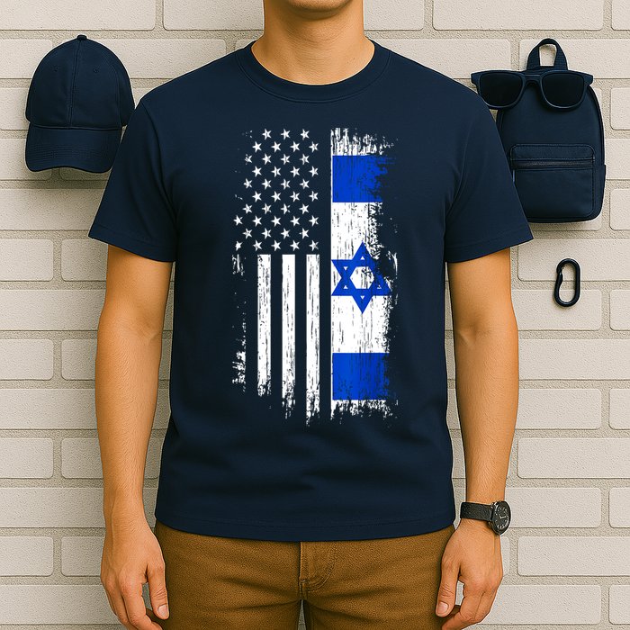 I Stand With Israel Usa Israel Flags T-Shirt