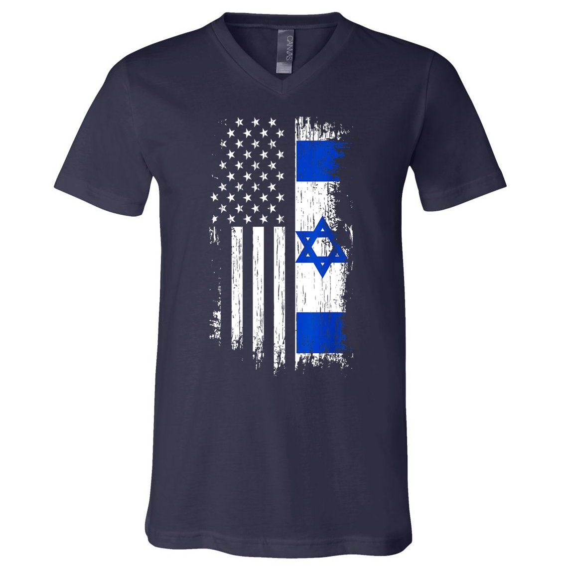 I Stand With Israel Usa Israel Flags V-Neck T-Shirt
