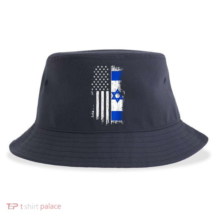 I Stand With Israel Usa Israel Flags Sustainable Bucket Hat