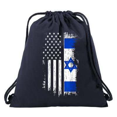 I Stand With Israel Usa Israel Flags Drawstring Bag