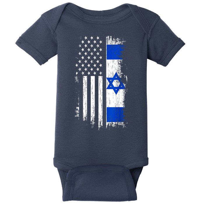 I Stand With Israel Usa Israel Flags Baby Bodysuit