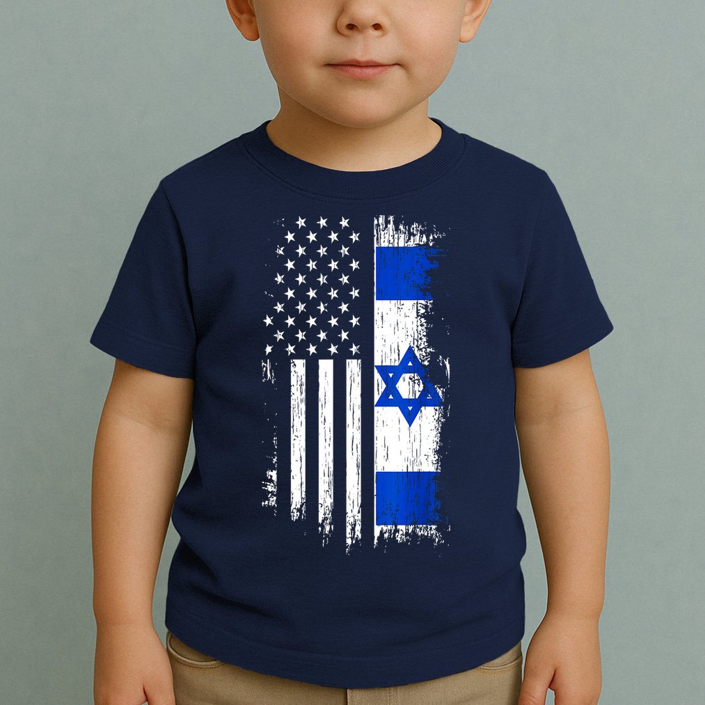 I Stand With Israel Usa Israel Flags Toddler T-Shirt