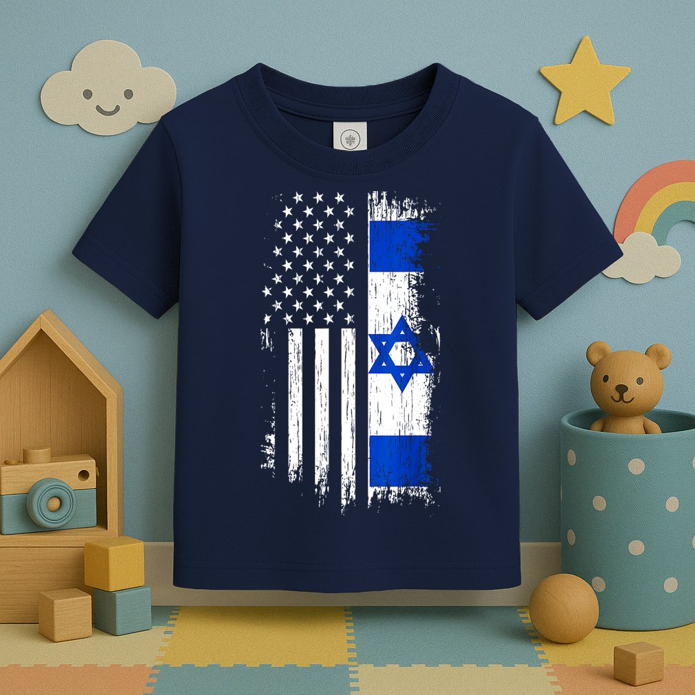 I Stand With Israel Usa Israel Flags Toddler T-Shirt