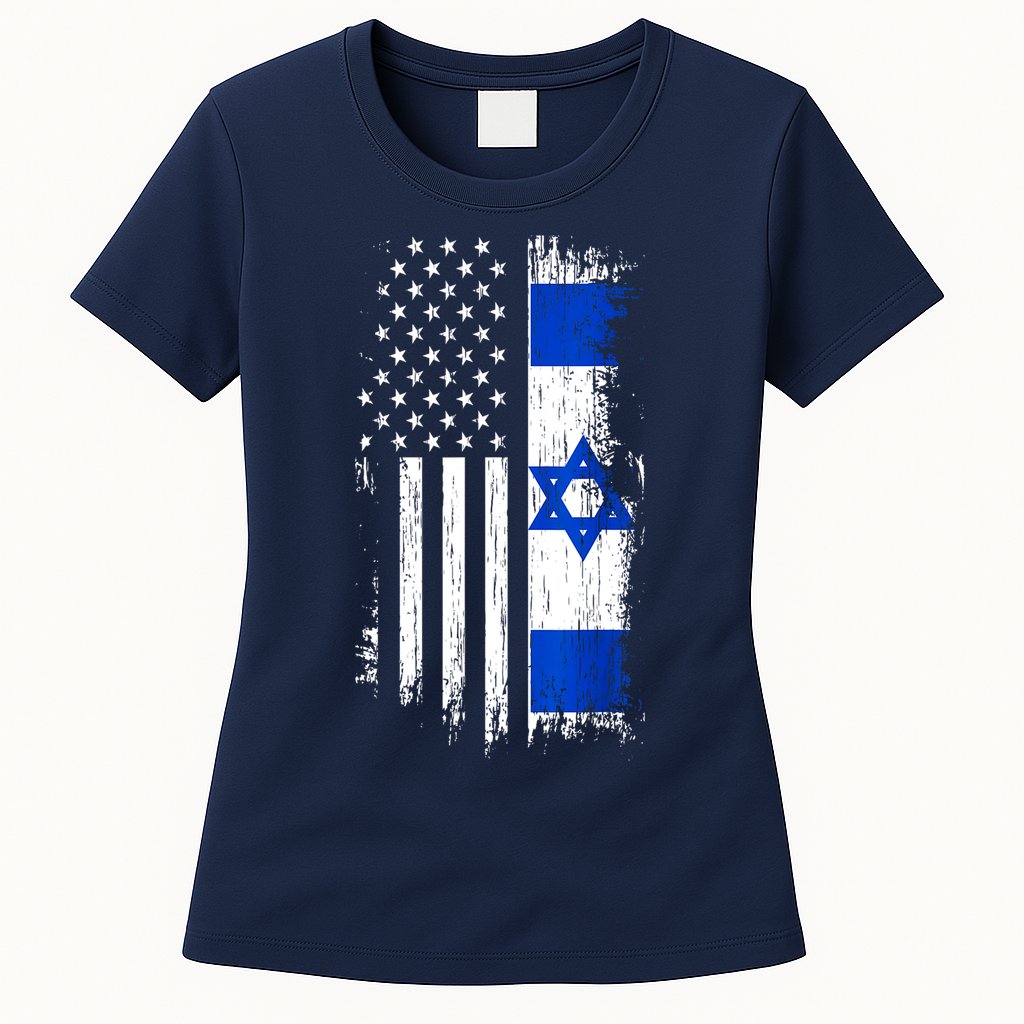 I Stand With Israel Usa Israel Flags Womens T-Shirt