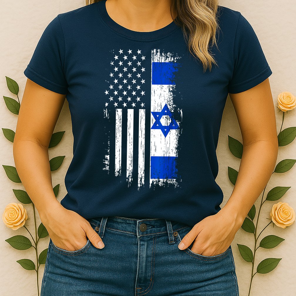 I Stand With Israel Usa Israel Flags Womens T-Shirt