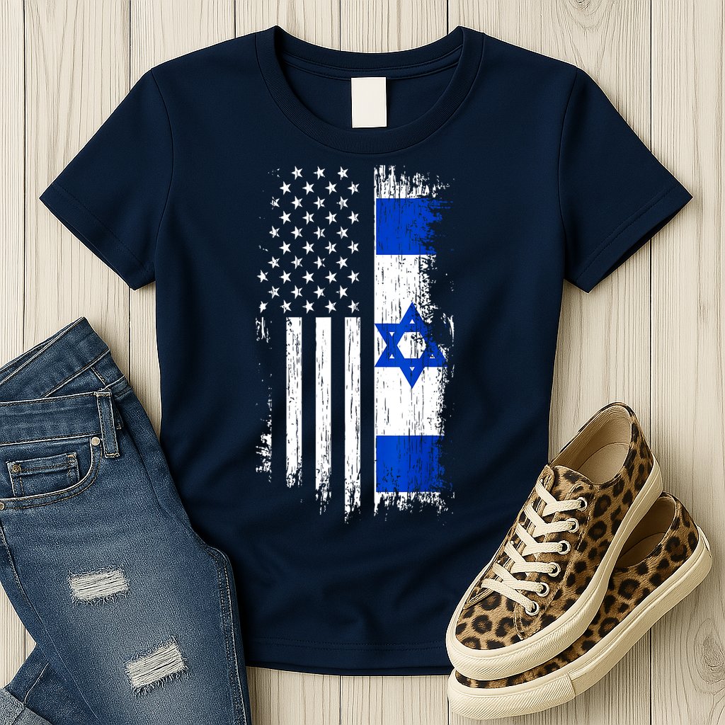 I Stand With Israel Usa Israel Flags Womens T-Shirt
