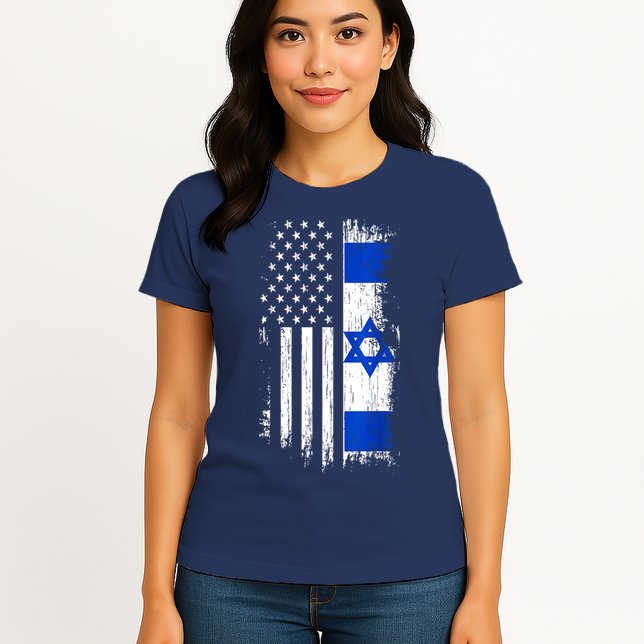 I Stand With Israel Usa Israel Flags Womens T-Shirt