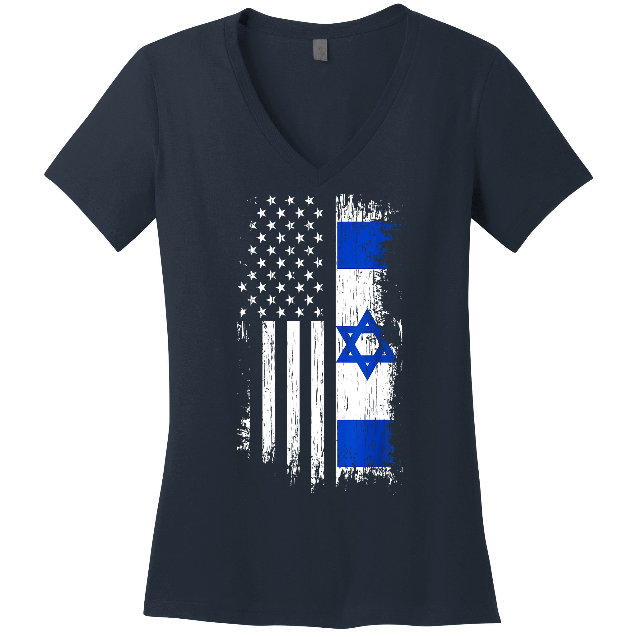 I Stand With Israel Usa Israel Flags Women's V-Neck T-Shirt