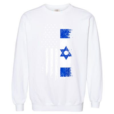 I Stand With Israel Usa Israel Flags Garment-Dyed Sweatshirt
