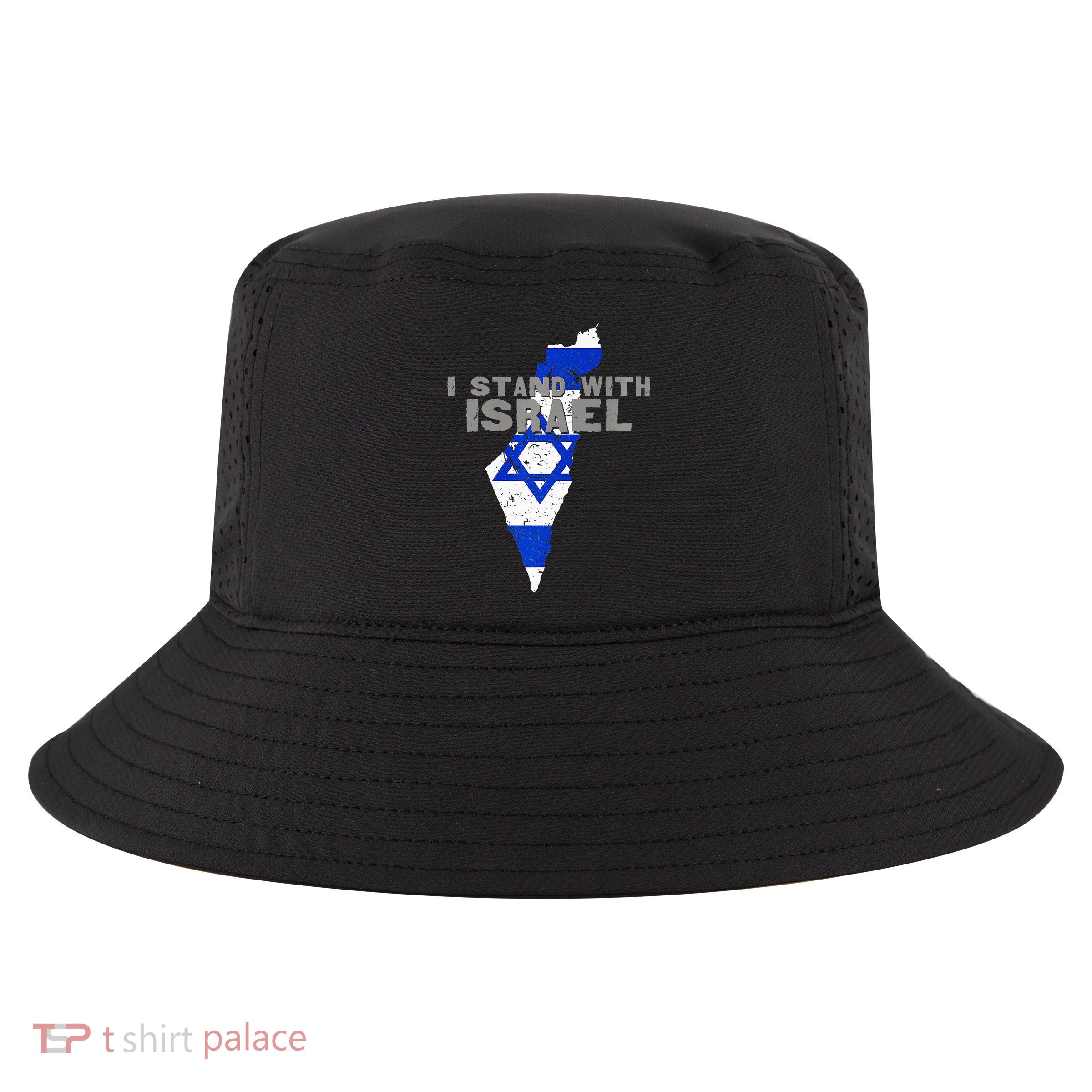 I Stand With Israel Map Flag Jerusalem Hebrew Jew Israelite Cool Comfort Performance Bucket Hat