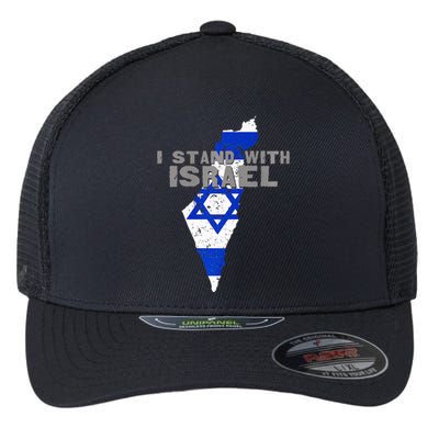 I Stand With Israel Map Flag Jerusalem Hebrew Jew Israelite Flexfit Unipanel Trucker Cap