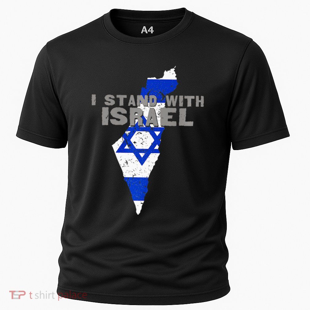 I Stand With Israel Map Flag Jerusalem Hebrew Jew Israelite Performance Shirt