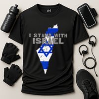 I Stand With Israel Map Flag Jerusalem Hebrew Jew Israelite Cooling Performance Crew T-Shirt