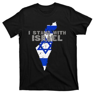 I Stand With Israel Map Flag Jerusalem Hebrew Jew Israelite T-Shirt