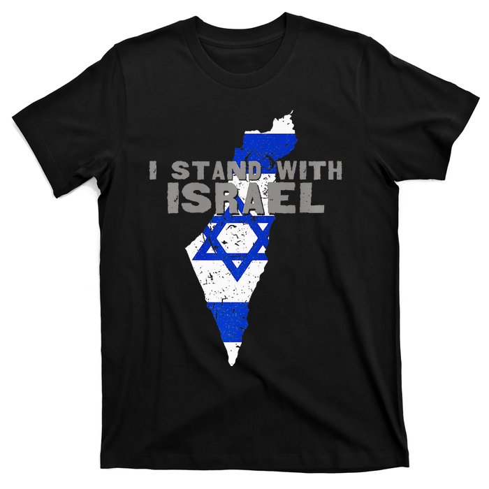 I Stand With Israel Map Flag Jerusalem Hebrew Jew Israelite T-Shirt